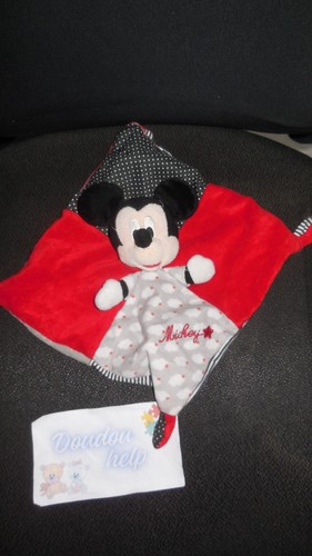 Doudou plat mickey rouge noir - doudou,