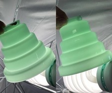 Vtg PAIR Art Deco MCM Glass Lamp Shades Seafoam Green Tiered Step 2 1/4", Vianne