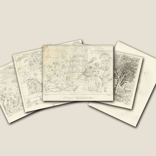Lot gravures trait - lot, 10