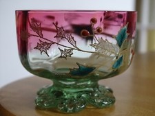 LEGRAS ANCIEN VERRE A PUNCH  MODELE HOUX  DECOR EMAILLE ART NOUVEAU