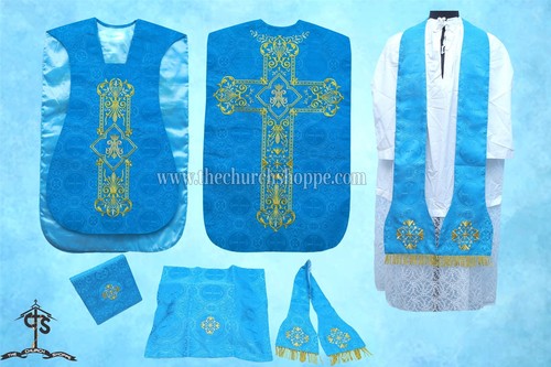 Chasuble romaine bleue - chasuble,