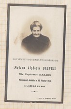 25F469 PIOUS IMAGE mortuary Mrs. Bastide born Mazars 1940