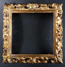 Ancien Cadre Clé Bois Doré XVIII Pour Miniature Antique Wooden Frame Carved 18th