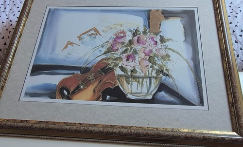 Tableau ancien fleurs larg - tableau,