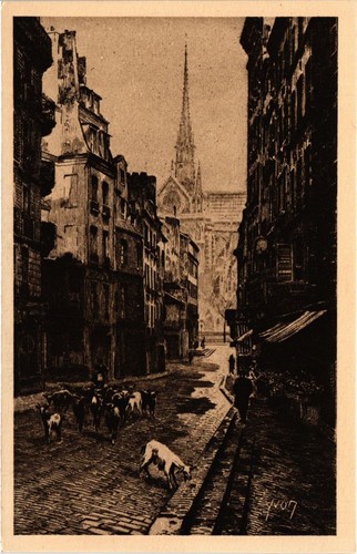 Cpa paris rue haut - paris, pave
