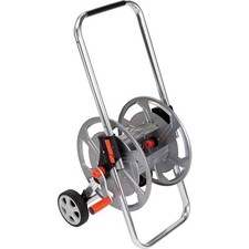 Dévidoir aluminium repliable sur roue pour tuyau arrosage CAP VERT