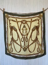 Foulard carré de soie Vintage Ciriano Roma Sellerie équitation idée Cadeau FO690