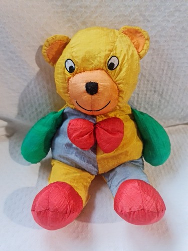 Doudou ours jaune bleu vert - ,