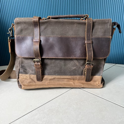 Canvas leather messenger bag - canvas,