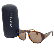 Auth CHANEL  Coco Mark Brown Tortoiseshell Pattern Sunglasses W/Box i090026