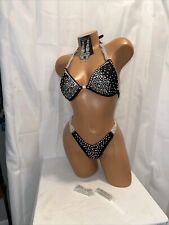 NPC COMPETITION Wellness BIKINI  POSING SUIT Black HOLOGRAM Cup 34C Small