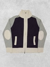 Pull Zippée Springfield Vintage Laine Col Montant Patchs Coudes - Taille M