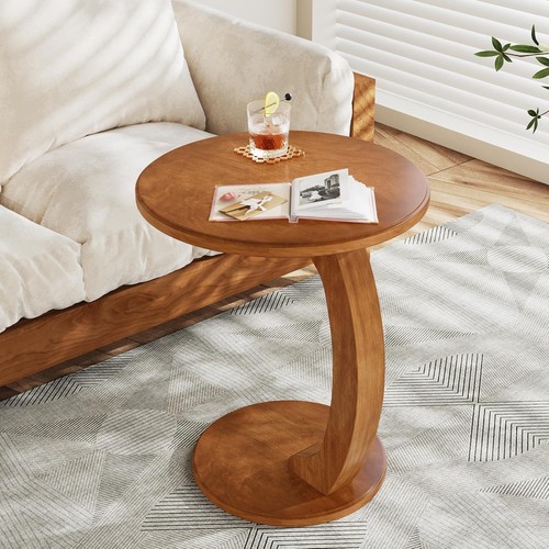 Wooden shaped end table - c-shaped,