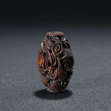 Antique Japanese Ojime Sagemono Netsuke Dragon Face Sukashi Meiji Era Japan