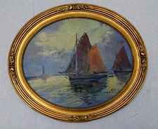 Tableau ovale ancien huile sur