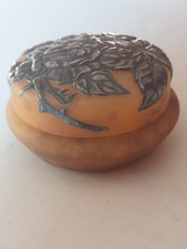 Bonbonnière en verre et etain