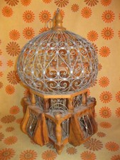 Retro Ancienne TRES BELLE CAGE A OISEAUX en METAL et BOIS Vintage Déco Maison