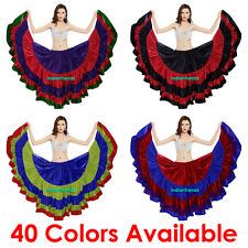 Mix Color Satin 25 Yard 5 Tiered Gypsy Skirts Belly Dance Gothic Flamenco Jupe 