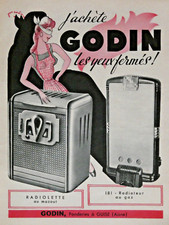 1953 PRESS ADVERTISEMENT GODIN OIL RADIOLETTE RADIATOR GAS - R.RABAUX & GUISE