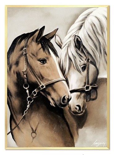 Chevaux 53x73cm peinture - chevaux,