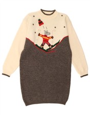 RENE DERHY Womens Graphic Jumper Dress EU 38/40 Medium Grey Colourblock CH08