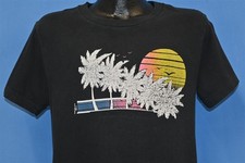 vtg 80s SUNSET PALM TREES GALVESTON TEXAS NEON BEACH BLACK COTTON t-shirt MED M