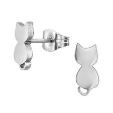 Clous d'oreille acier Chat