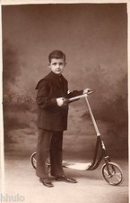 BJ036 Vintage Photo Card RPPC Child Scooter Vintage Fashion Boy