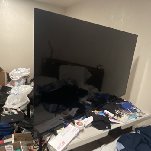 Large black flat screen - flat, tv