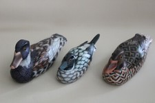 3 Ducks Statues Painted Wood and Resin Carvings - Hunting Object