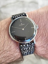 Cortebert Grand Prix vintage watch all steel case black dial inhouse movement