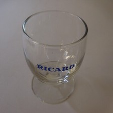 N9129 Ricard Pastis Glass Clear White Blue Vintage Art Deco Bistro Table