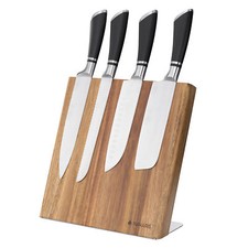 Bloc à couteaux magnétique - Bloc aimanté en bois - Range couteau cuisine vide