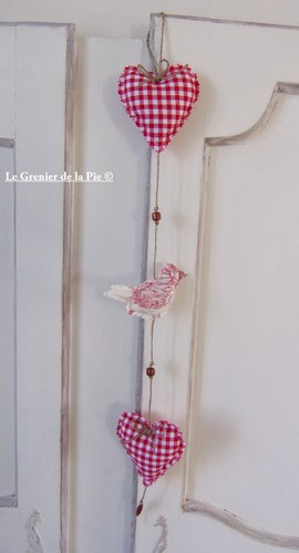Guirlande tissu coeurs - en,