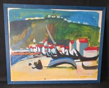 Marine painting seaside boats signed Georges BRIATA (1933-2019)