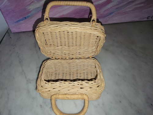 Panier osier ancien poupée - poupée,