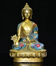 8" China Buddhism Bronze Gold Plated Partitioned Menra Medicine Buddha Statue