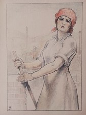 ARMAND RASSENFOSSE LITHOGRAPHIE HIERCHEUSE MINE LIEGE ST GIL BELGE R4289