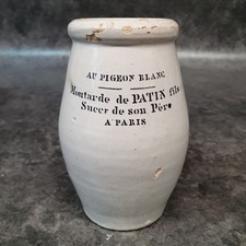 ancien moutardier en grès au pigeon blanc  moutarde de Pantin PARIS ref AP201