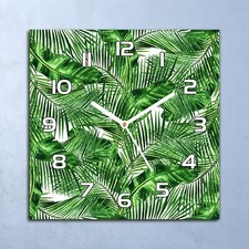 Horloge Murale Design En Verre 30x30 Tropical Île Jungle Bush