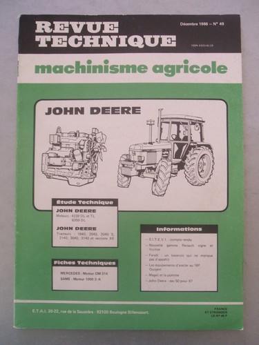 Revue technique tracteur john - revue,
