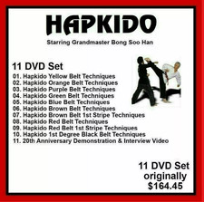 HAPKIDO 11 DVD SET with Bong Soo Han belt techniques joint locks aikido chin na
