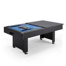Billard Américain convertible Table à dîner Bleu Noir 212 x 118 x 86