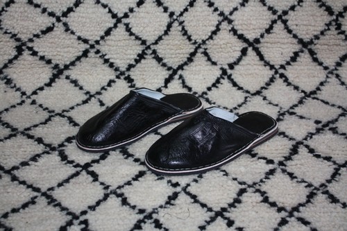 Babouches cuir noir - babouches,