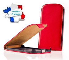 Housse Etui Coque Luxe Slim Cuir Ecologique Rouge Pour Huawei Ascend Y300