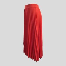 COS Bright Orange Pumpkin Pleated Mid Rise Chiffon Bold Flowy Midi Skirt - 38 S