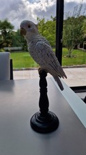 Resin parrot parakeet on perch H 34 cm vgc