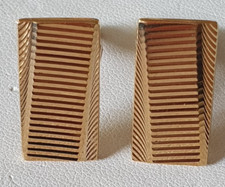 Boutons de manchettes plaqué or striés rectangulaire