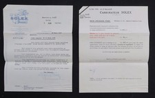 CARBURETOR SOLEX 24 March 1938 Renault 6 original mail