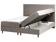 Lit Divan avec Rangement en Velours 180 x 200 cm Continental Taupe Dame
